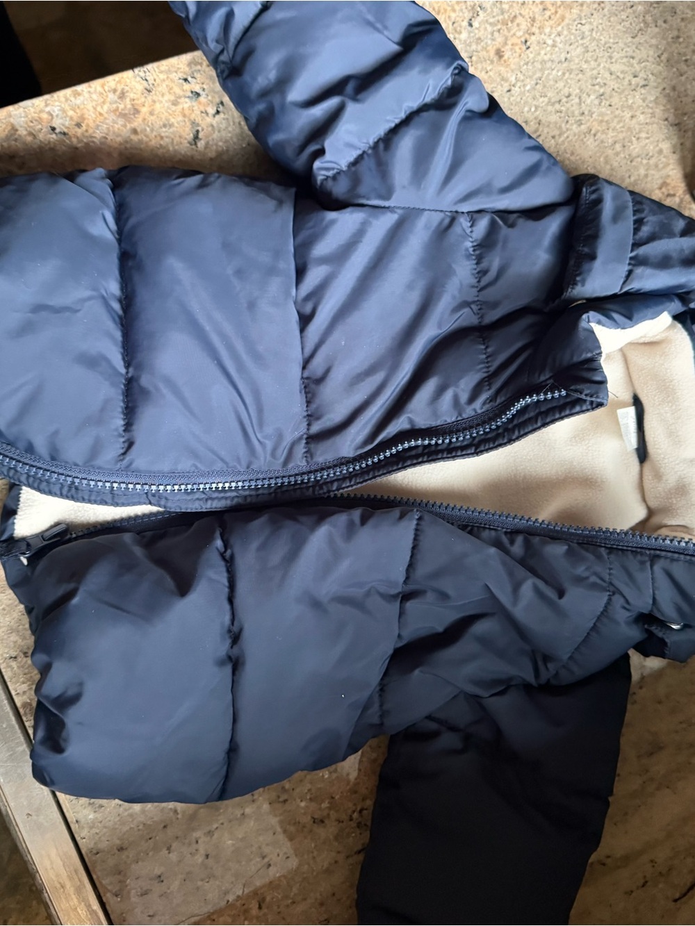 H&M Navy Blue Kids Puffer Jacket with Fleece Interior